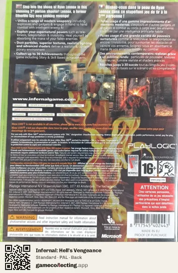 Infernal: Hell's Vengeance Xbox 360, PAL box back
