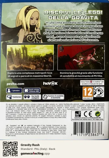 Gravity Rush PlayStation Vita, Italy box back