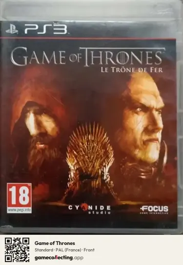 Game of Thrones PlayStation 3, France box front