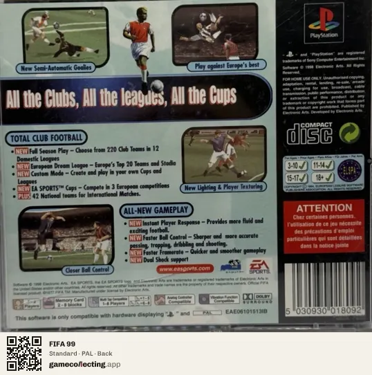 FIFA 99 PlayStation, PAL box back