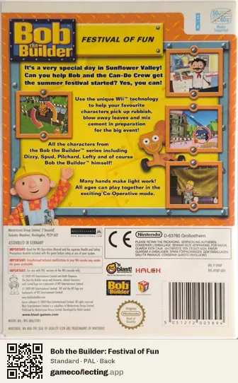 Bob the Builder: Festival of Fun Nintendo Wii, PAL box back