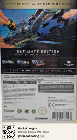 Rocket League Nintendo Switch, PAL box back