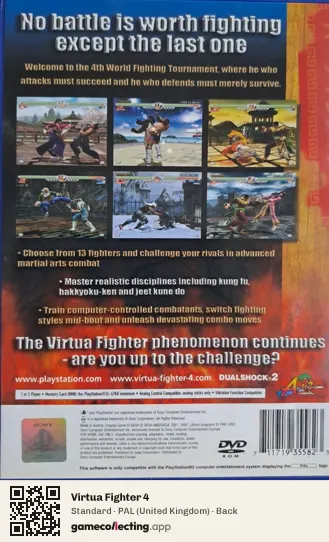 Virtua Fighter 4 PlayStation 2, United Kingdom box back