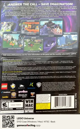 LEGO Universe Computer, NTSC box back