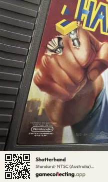 Shatterhand Nintendo Entertainment System, NTSC cartridge label