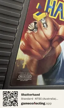 Shatterhand Nintendo Entertainment System, NTSC cartridge label