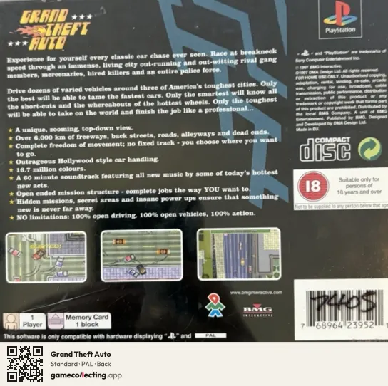 Grand Theft Auto PlayStation, PAL box back