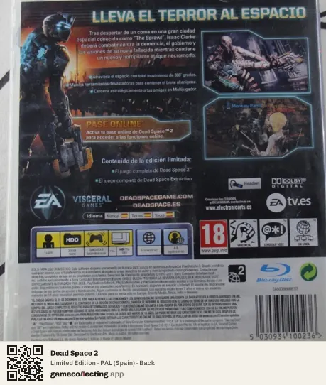 Dead Space 2 PlayStation 3, Spain box back