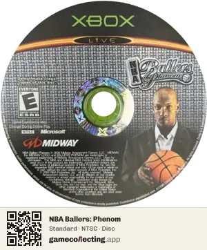 NBA Ballers: Phenom Xbox, NTSC disc