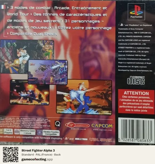 Street Fighter Alpha 3 PlayStation, France box back