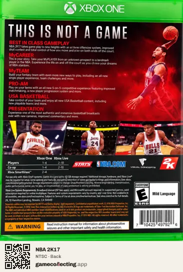 NBA 2K17 Xbox One, NTSC box back