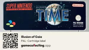 Illusion of Gaia Super Nintendo Entertainment System, PAL cartridge label