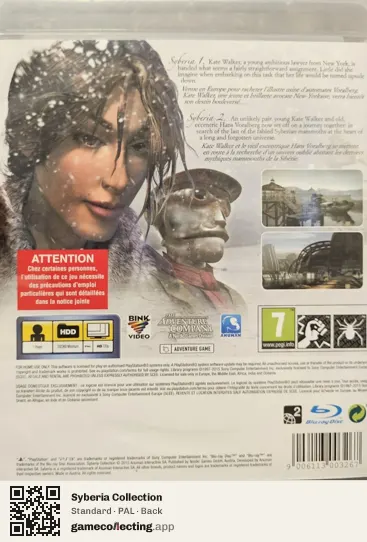 Syberia Collection PlayStation 3, PAL box back
