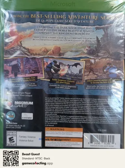 Beast Quest Xbox One, NTSC box back