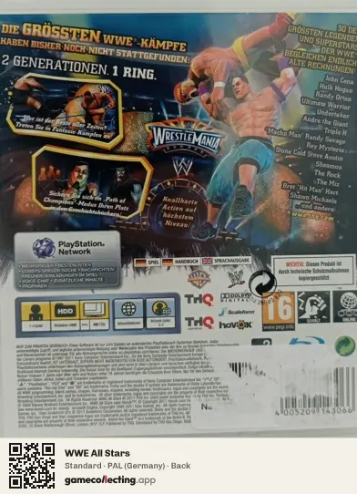 WWE All Stars PlayStation 3, Germany box back