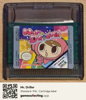 Mr. Driller Game Boy Color, PAL cartridge label