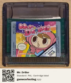 Mr. Driller Game Boy Color, PAL cartridge label