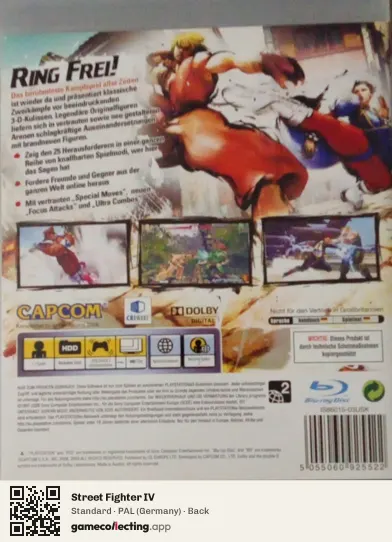 Street Fighter IV PlayStation 3, Germany box back