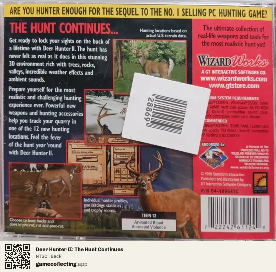 Deer Hunter II: The Hunt Continues Computer, NTSC box back