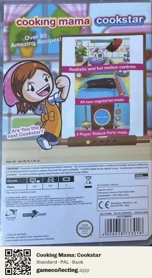 Cooking Mama: Cookstar Nintendo Switch, PAL box back