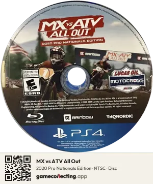 MX vs ATV All Out PlayStation 4, NTSC disc