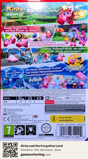 Kirby and the Forgotten Land Nintendo Switch 2, Germany box back