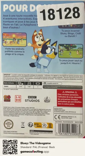 Bluey: The Videogame Nintendo Switch, France box back
