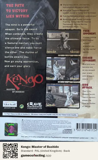 Kengo: Master of Bushido PlayStation 2, United Kingdom box back