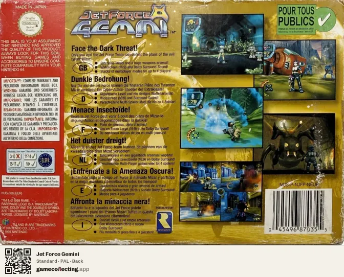 Jet Force Gemini Nintendo 64, PAL box back