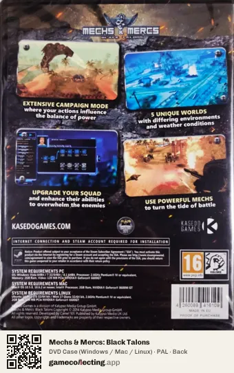 Mechs & Mercs: Black Talons Computer, PAL box back