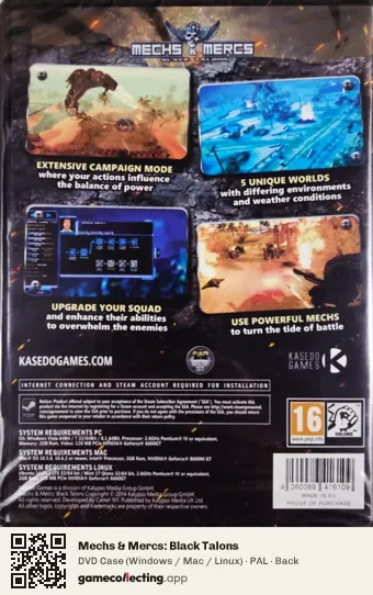Mechs & Mercs: Black Talons Computer, PAL box back