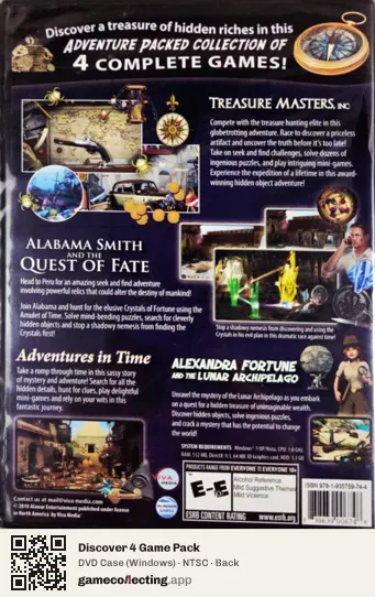 Discover 4 Game Pack Computer, NTSC box back
