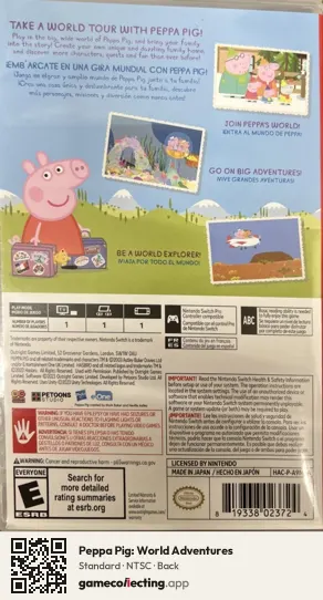 Peppa Pig: World Adventures Nintendo Switch, NTSC box back