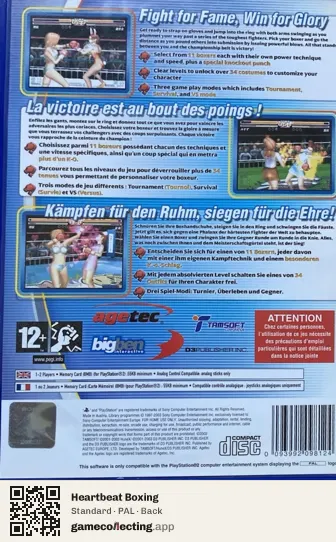 Heartbeat Boxing PlayStation 2, PAL box back