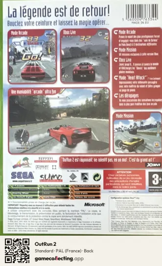 OutRun 2 Xbox, France box back