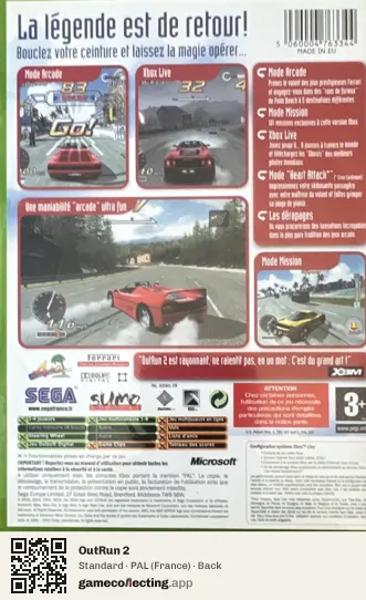 OutRun 2 Xbox, France box back