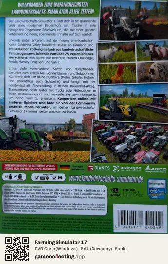 Farming Simulator 17 Computer, Germany box back