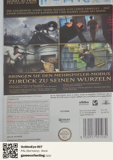GoldenEye 007 Nintendo Wii, Germany box back