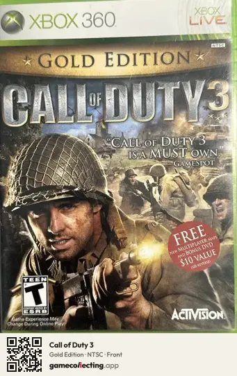 Call of Duty 3 Xbox 360, NTSC box front