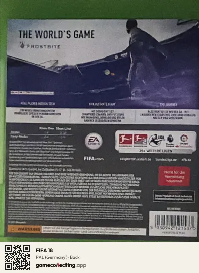 FIFA 18 Xbox One, Germany box back