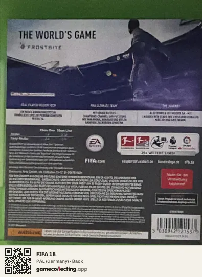 FIFA 18 Xbox One, Germany box back