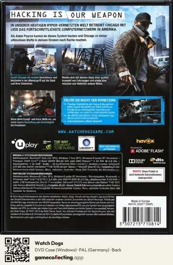 Watch Dogs Computer, Germany box back