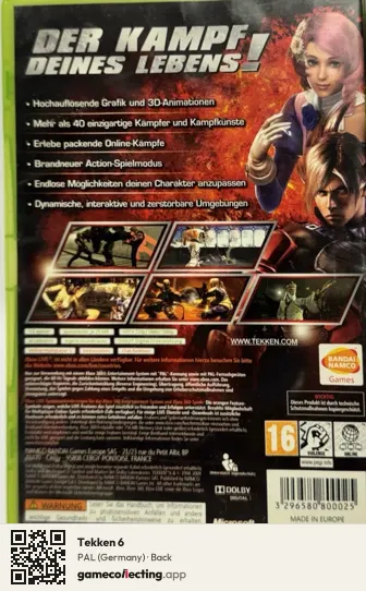 Tekken 6 Xbox 360, Germany box back