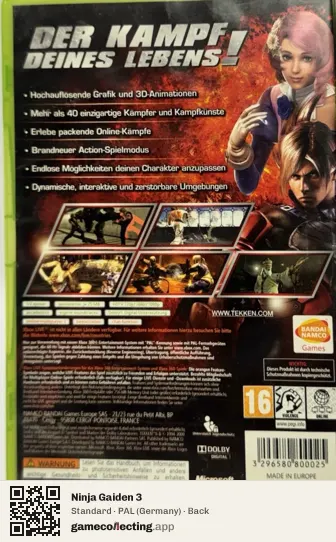 Ninja Gaiden 3 Xbox 360, Germany box back