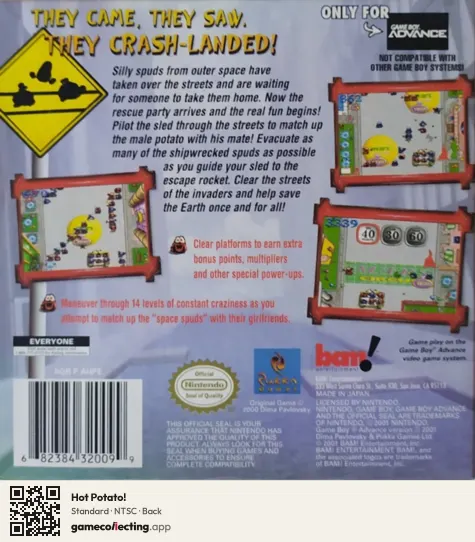 Hot Potato! Game Boy Advance, NTSC box back