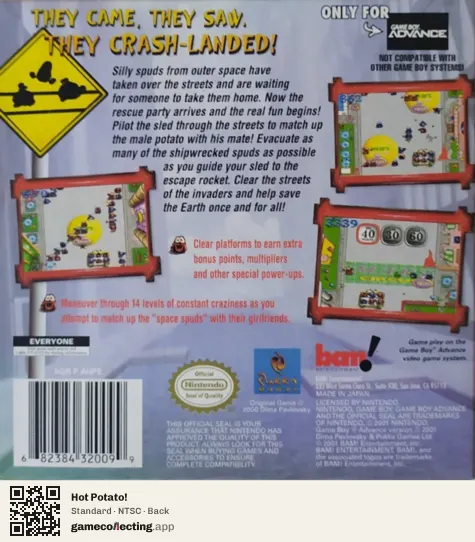 Hot Potato! Game Boy Advance, NTSC box back