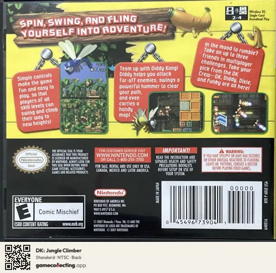 DK: Jungle Climber Nintendo DS, NTSC box back
