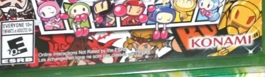 Super Bomberman R, the ESRB box on its front