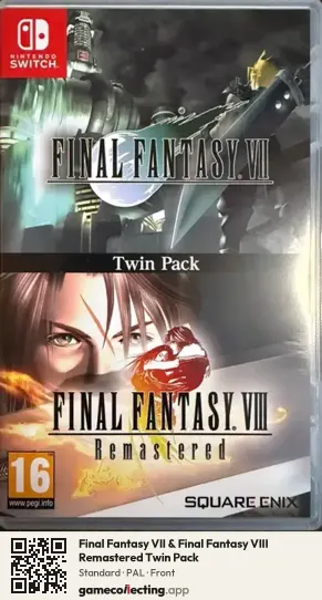 Final Fantasy VII & Final Fantasy VIII Remastered Twin Pack Nintendo Switch, PAL box front