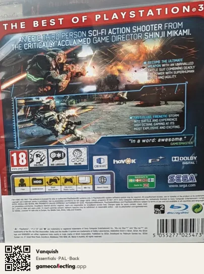 Vanquish PlayStation 3, PAL box back